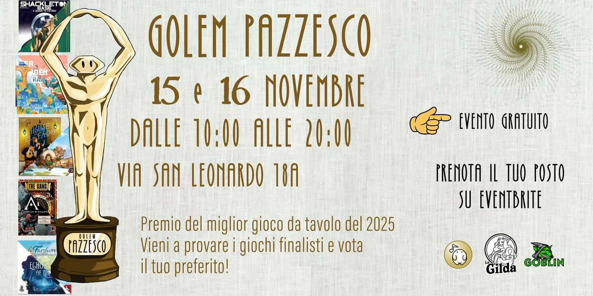 Golem Pazzesco - Il premio Ludico di Golem\u2019s Lab