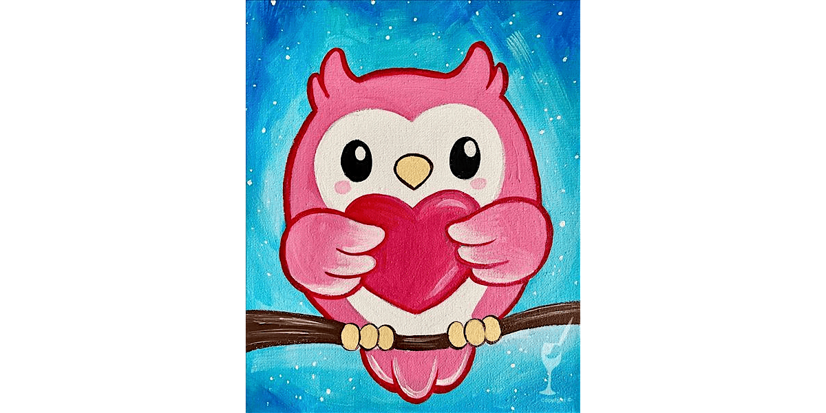 Pink Owl Holding Heart - Paint and Sip in Houston | Classpop!\u2122