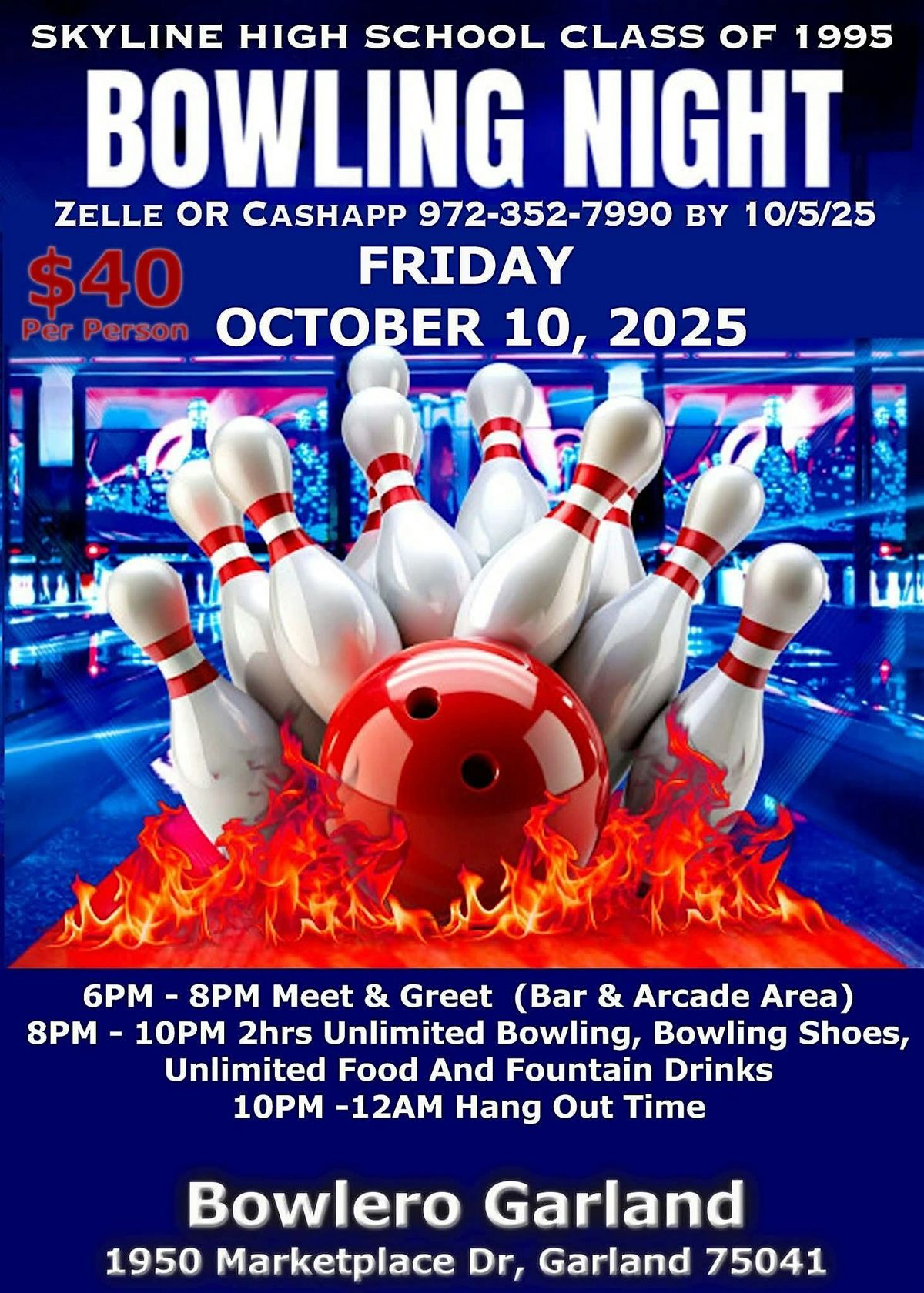 Skyline HS Class of '95 - 30 Yr Reunion Meet & Greet\/Bowling