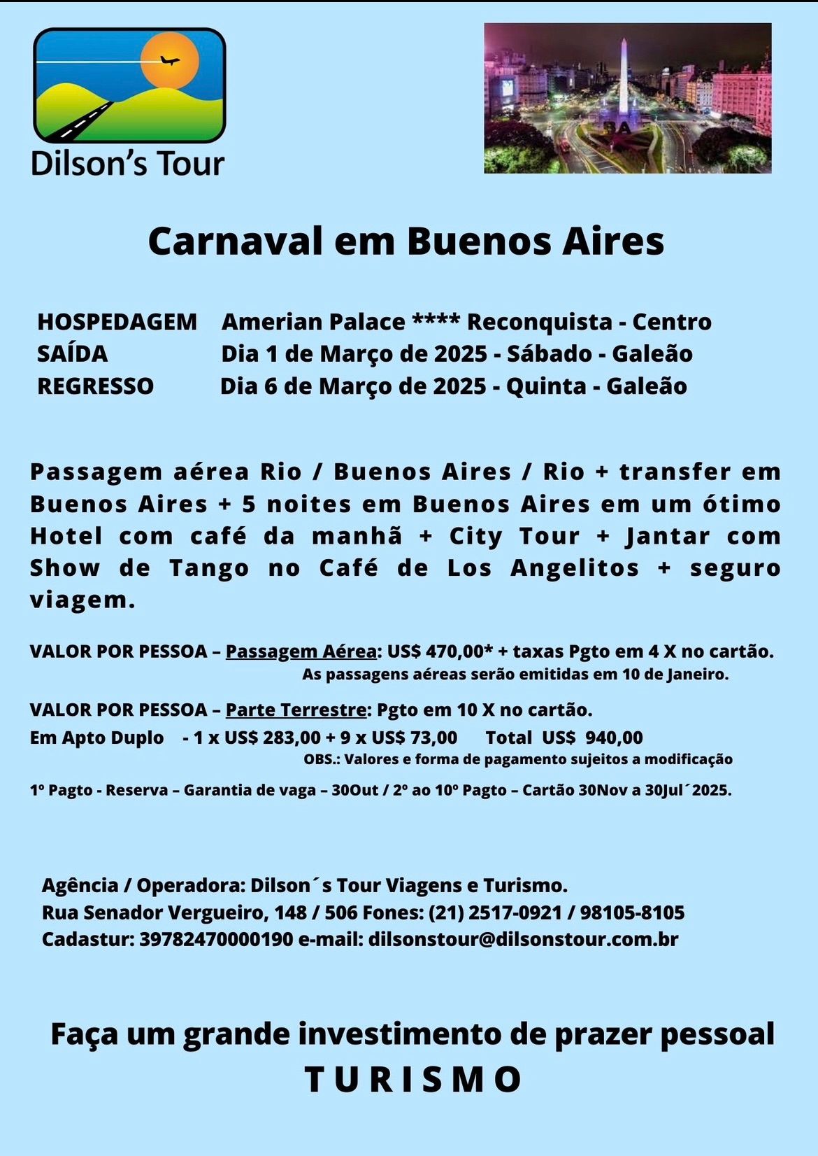 Carnival Getaway to Buenos Aires