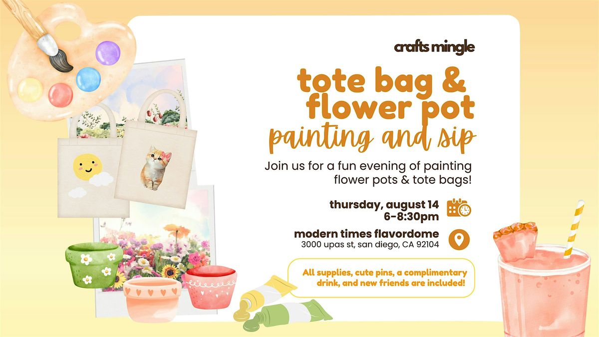 Tote Bag & Flower Pot Painting and Sip