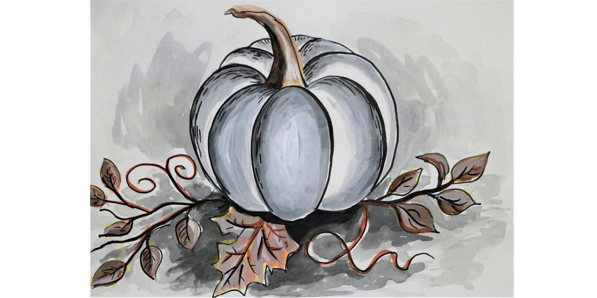 White Pumpkin with Acrylic Painting,  Class for  Adults and Teens