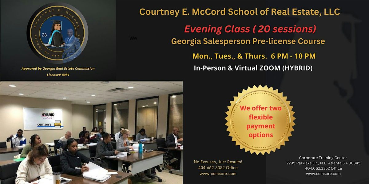 Evening Pre-license Course Secure Your Spot Today - Just $224.50!