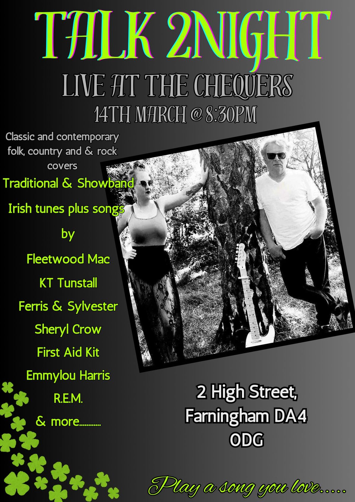 Talk 2night LIVE at the Chequers for St. Paddy's Day! 