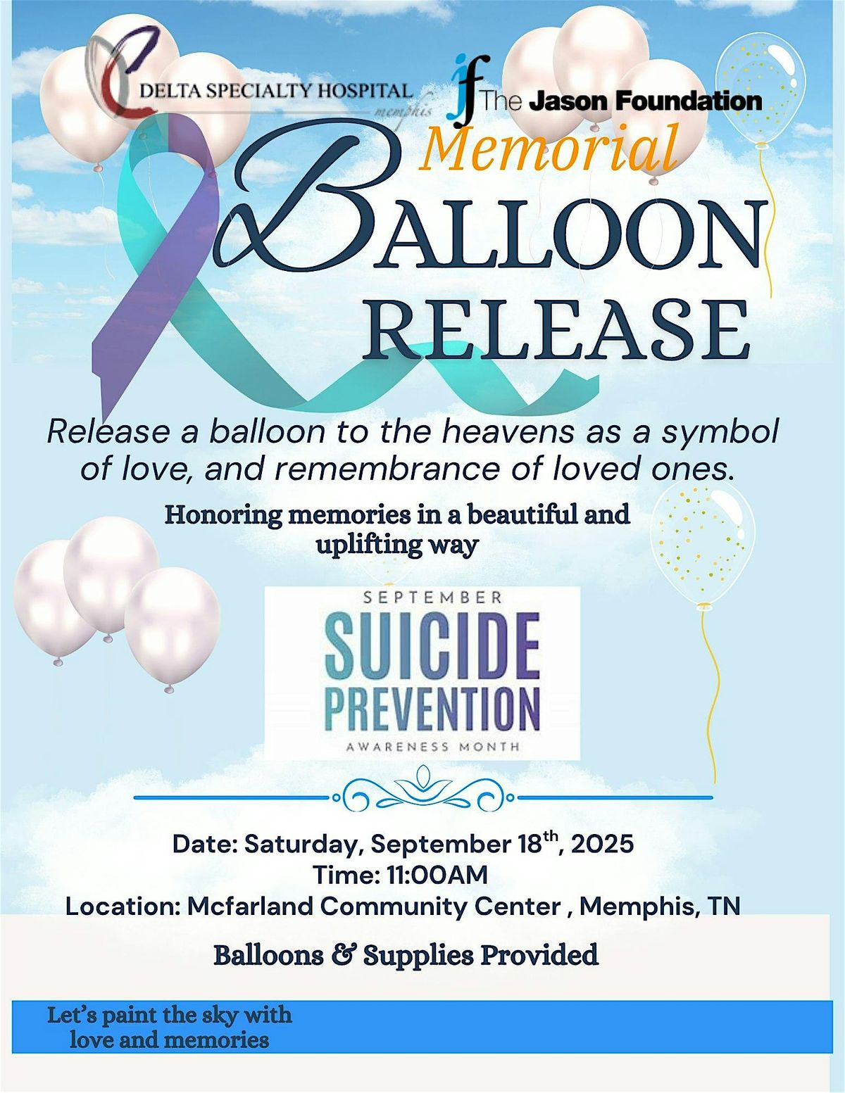 Memorial Balloon Release - Suicide Prevention & Awareness Month