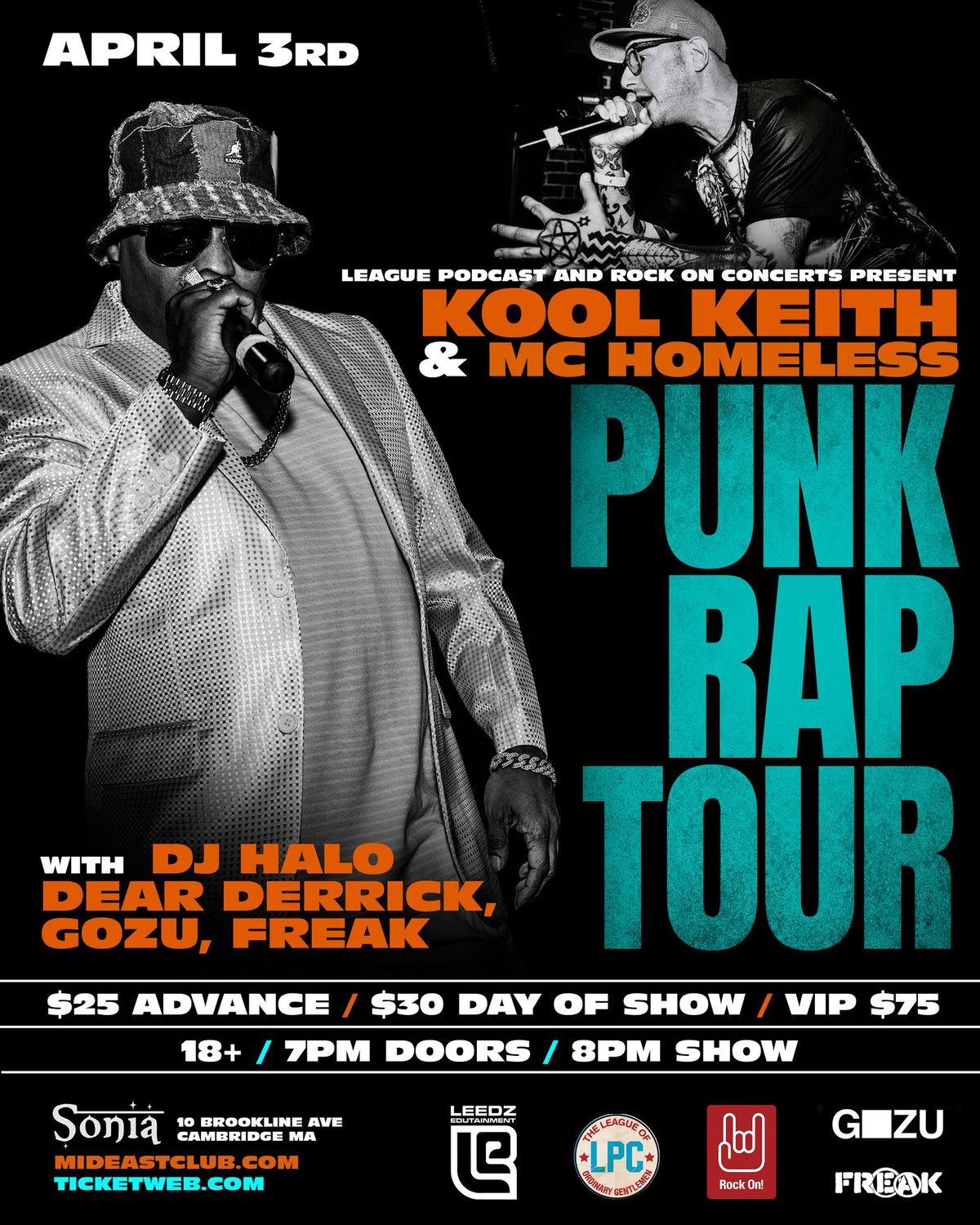 Punk Rap Tour Kool Keith & MC Homeless, DJ Halo, Dear Derrick, Gozu, Freak