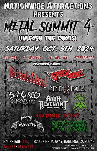 British Steal To Play Nation Wide Attraction's Metal Summit #4 @ Backstage Live!!!