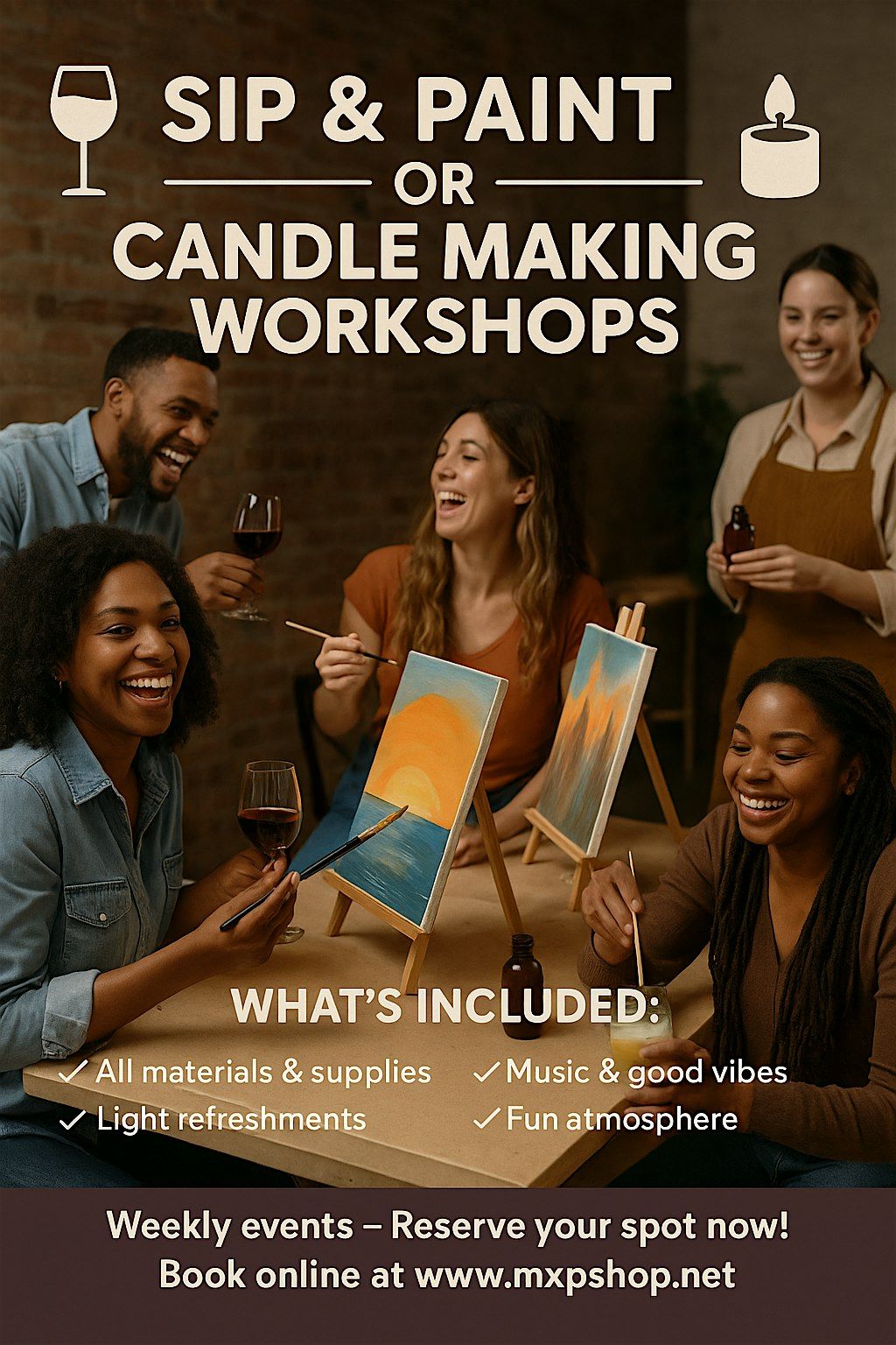 Sip & Paint or candle making workshops ( Indianapolis )