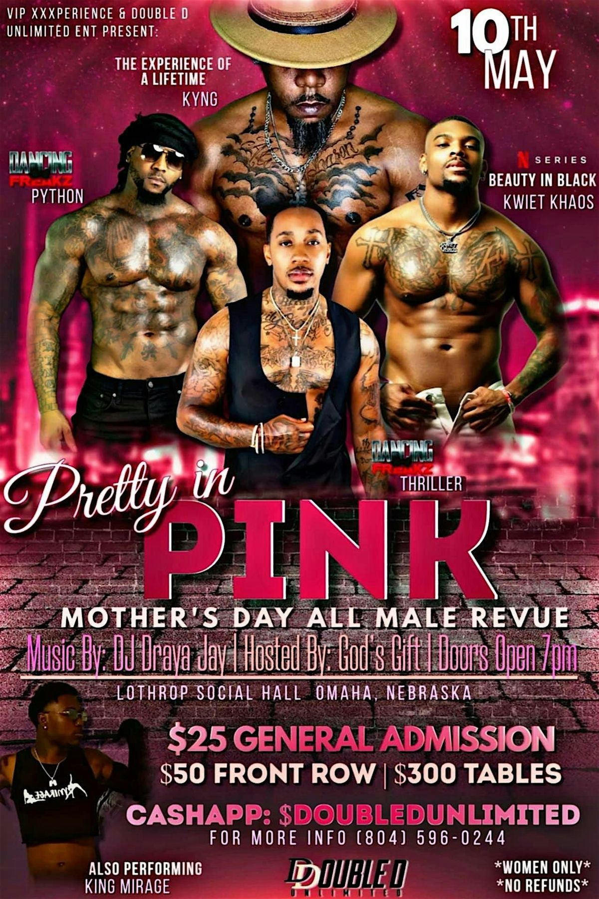 Pretty in PINK Mother\u2019s Day All Male Revue