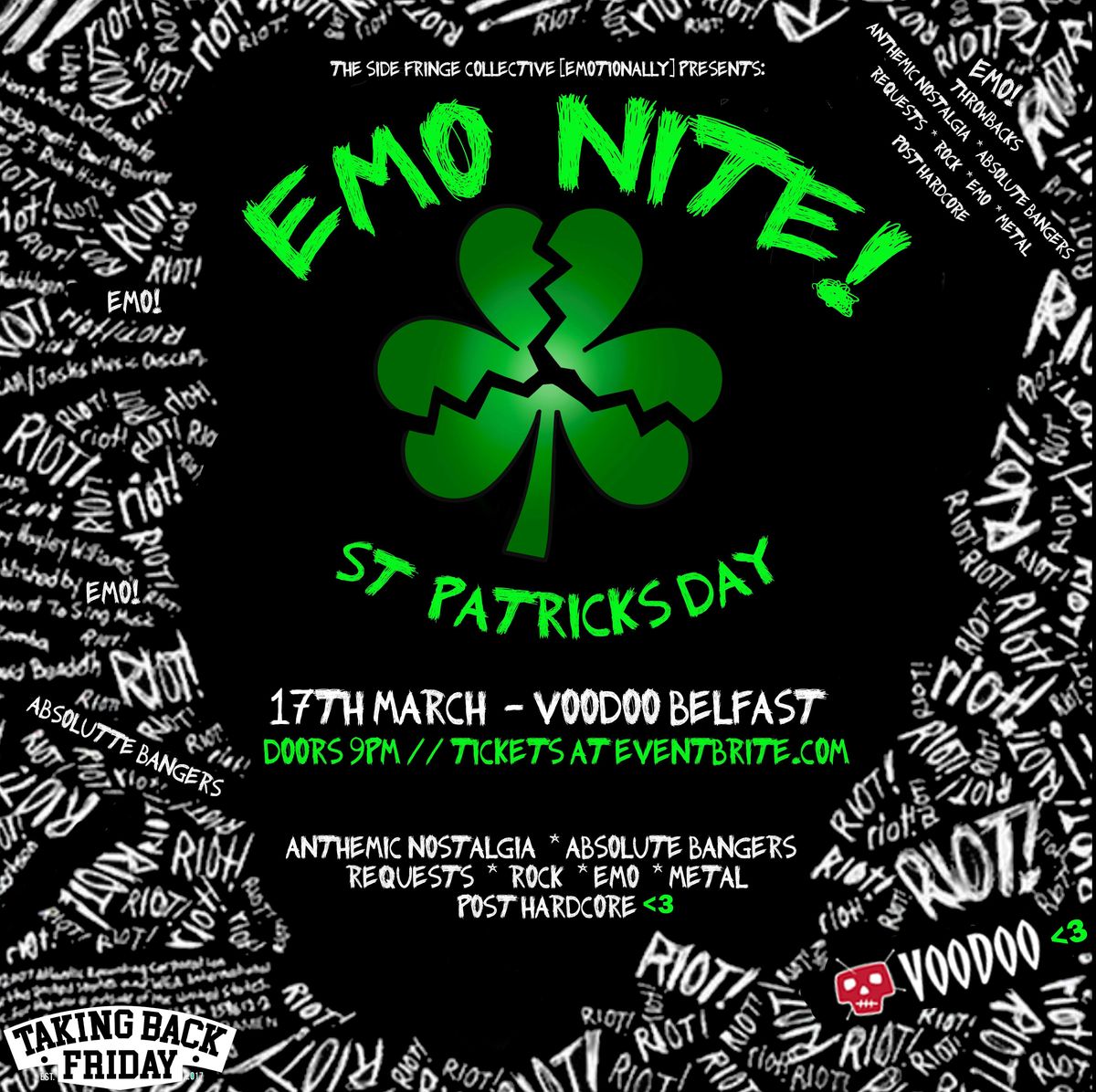 St Patricks Day - Emo Nite at Voodoo Belfast 17\/3\/25