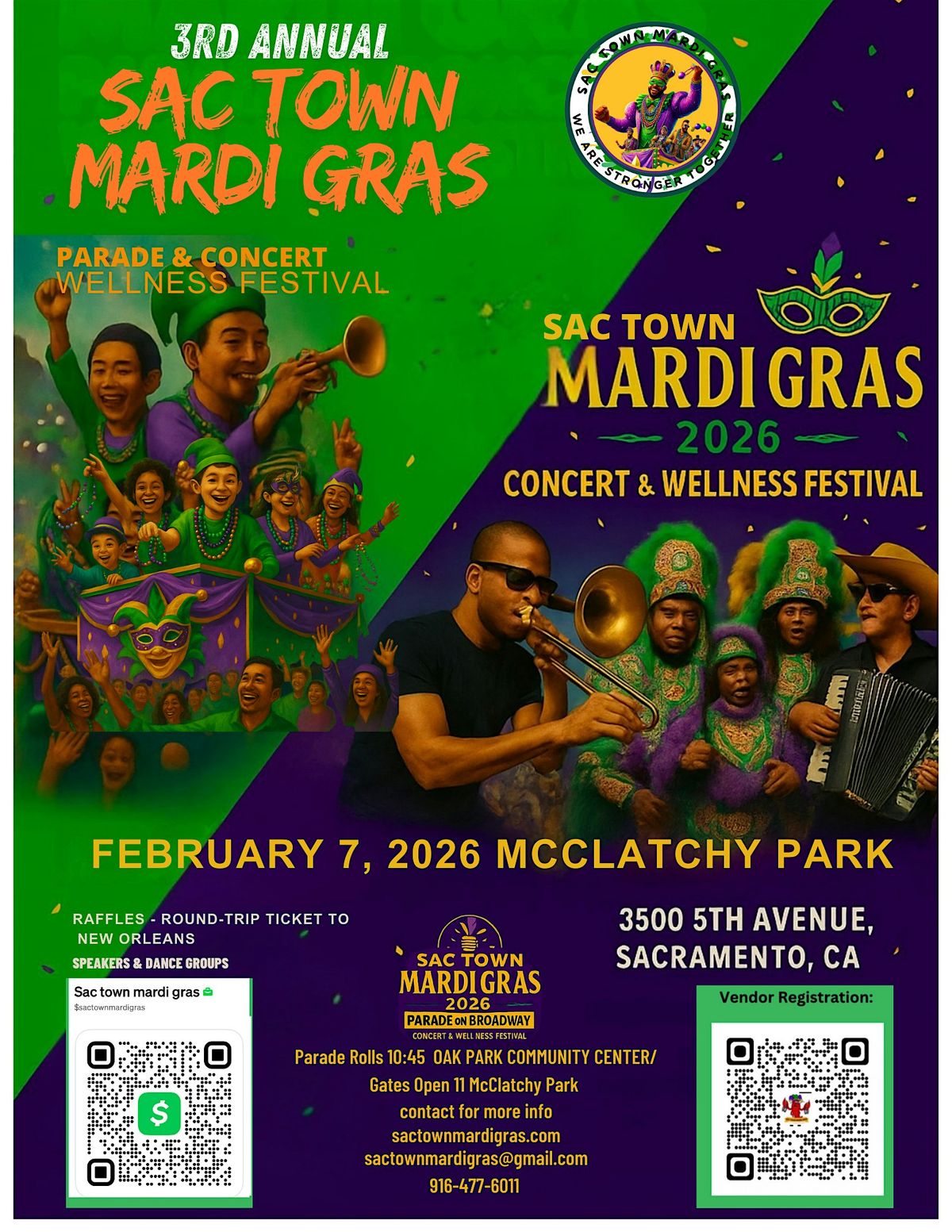 Sac Town Mardi Gras 2026 Parade on Broadway  Saturday, February 7, 2026