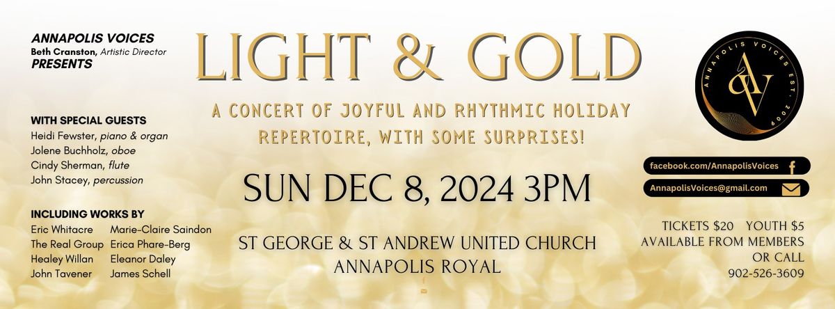 LIGHT & GOLD - A Concert of Joyful and rhythmic holiday repertoire, with some surprises!