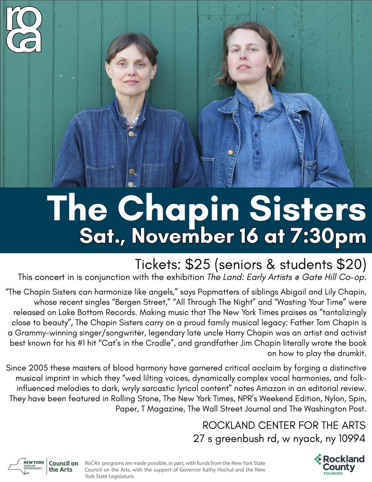 The Chapin Sisters Live at Rockland Center for the Arts