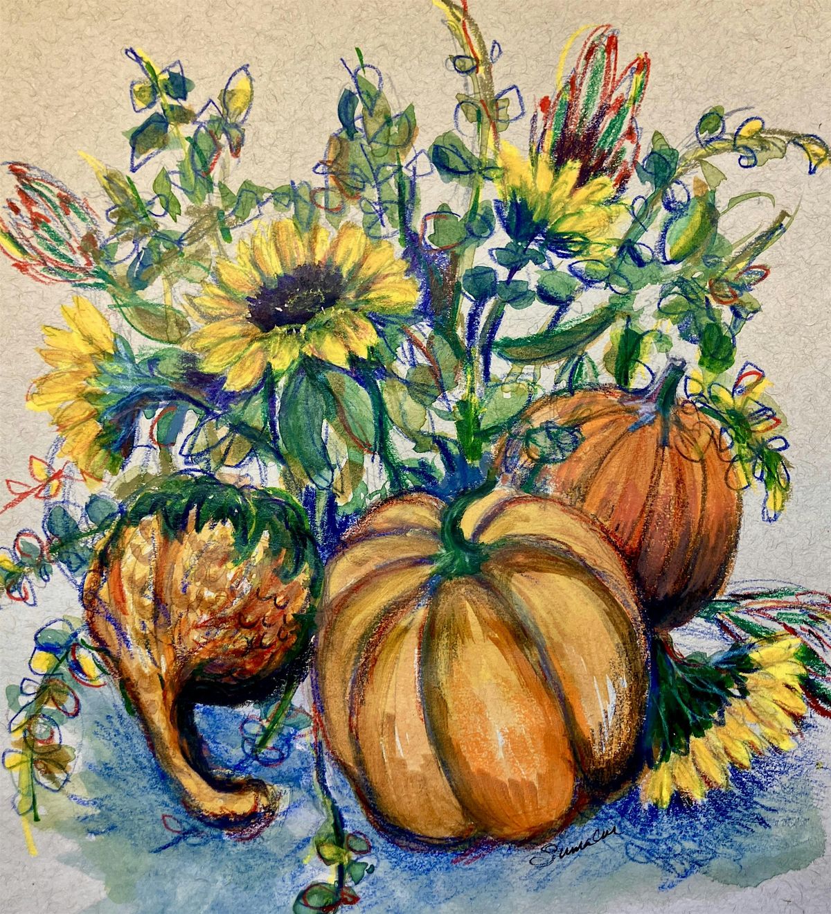 Beginner Watercolor & Mixed Media: Fall\u2019s Bounty