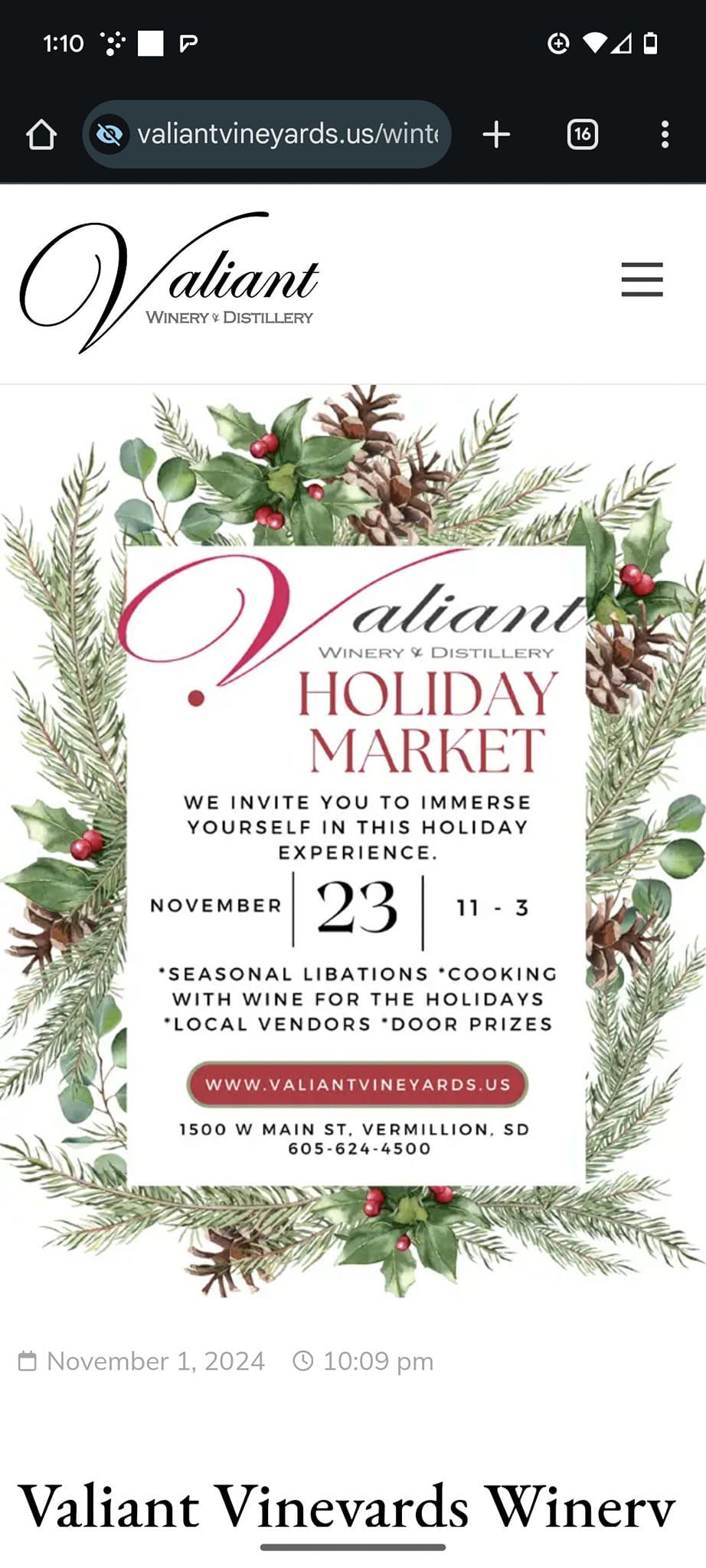 Valiant Vineyards Holiday Market