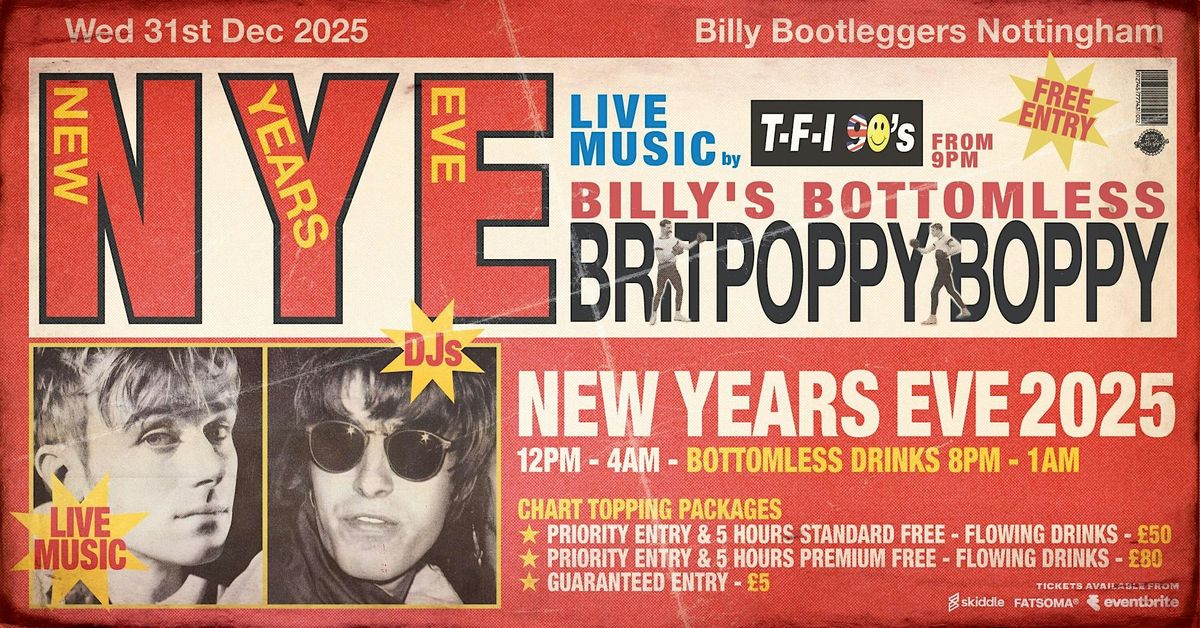 BILLY'S BOTTOMLESS BRITPOPPY BOPPY - New Years Eve