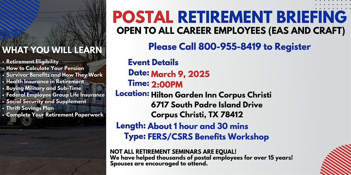 FERS Benefits Seminar Corpus Christi TX - 03\/09\/2025