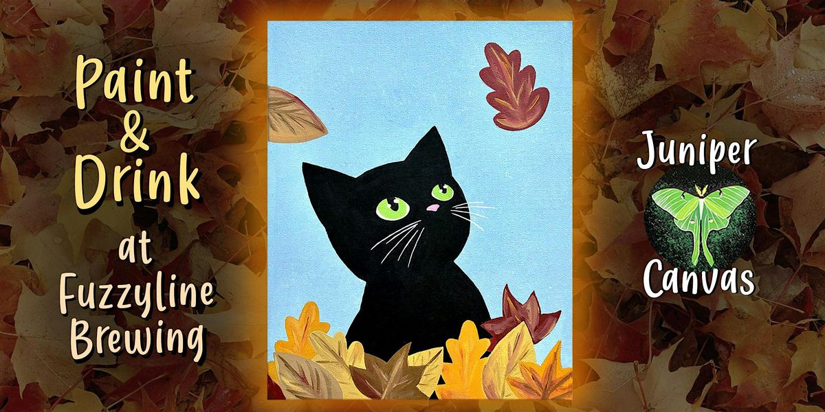 Paint & Drink at Fuzzyline Brewing: Kitten in Leaves