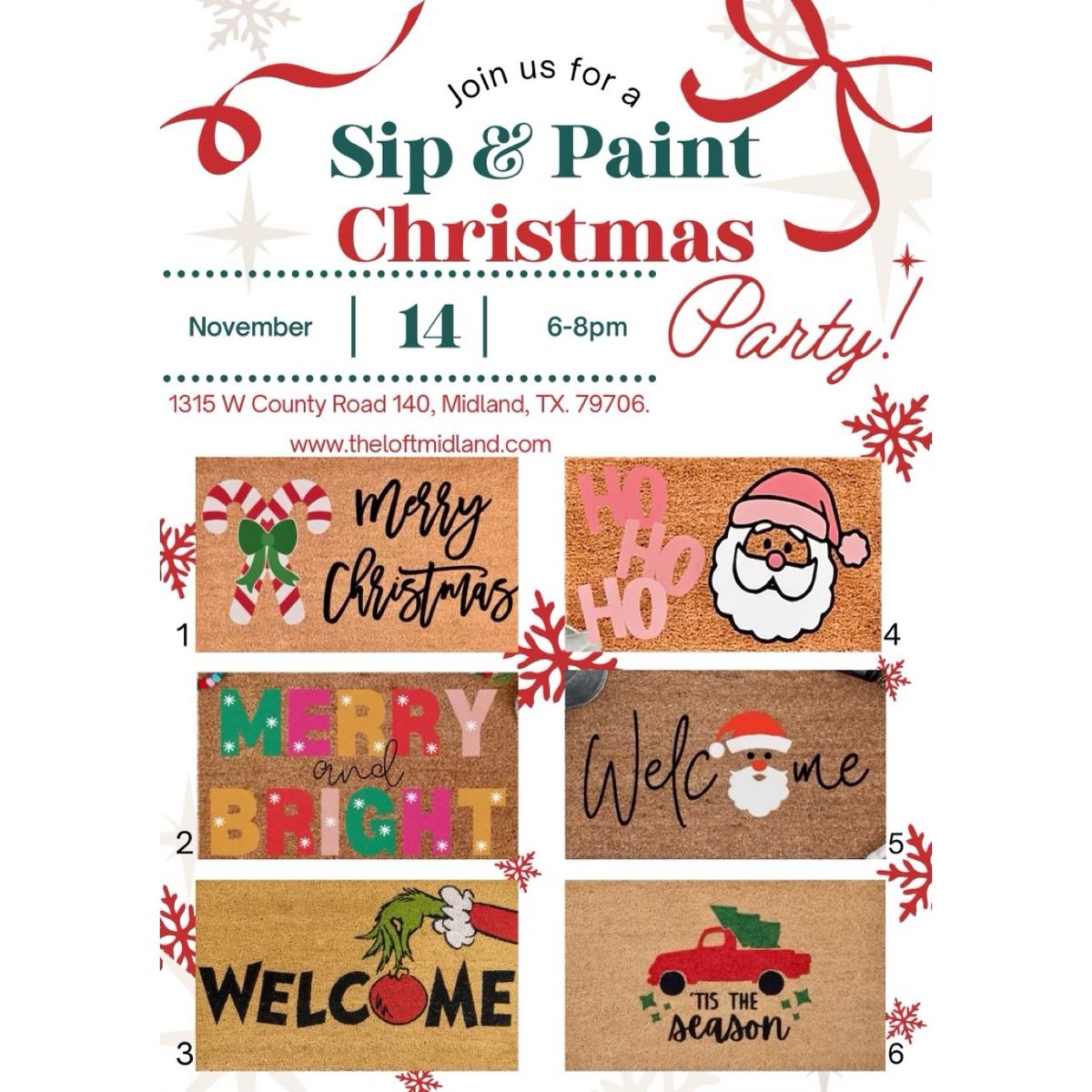 Christmas DoorMat Sip and Paint 