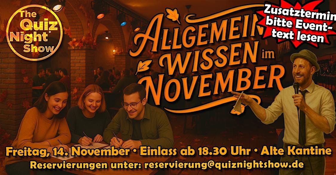 Quiz Night #542.2 - Quiz im November (Allgemeinwissen)
