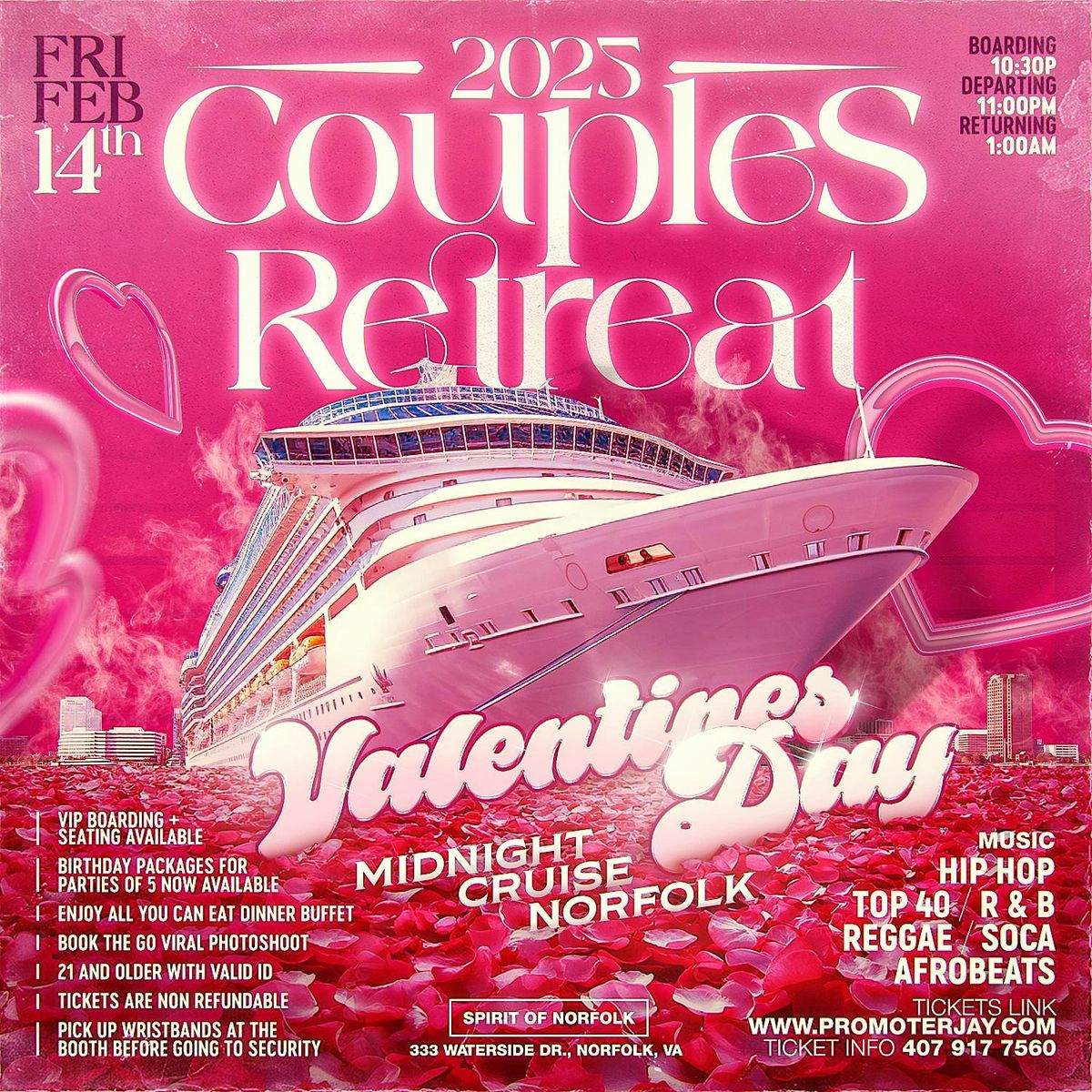 2025 Couples Retreat Valentines Day Midnight Cruise Norfolk