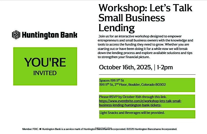 Workshop: Let's Talk Small Business Lending - Huntington Bank