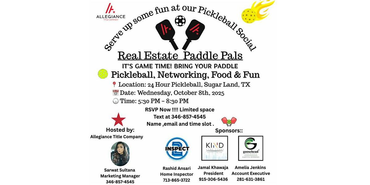 Real Estate Paddle Pals: Pickleball Social & Networking
