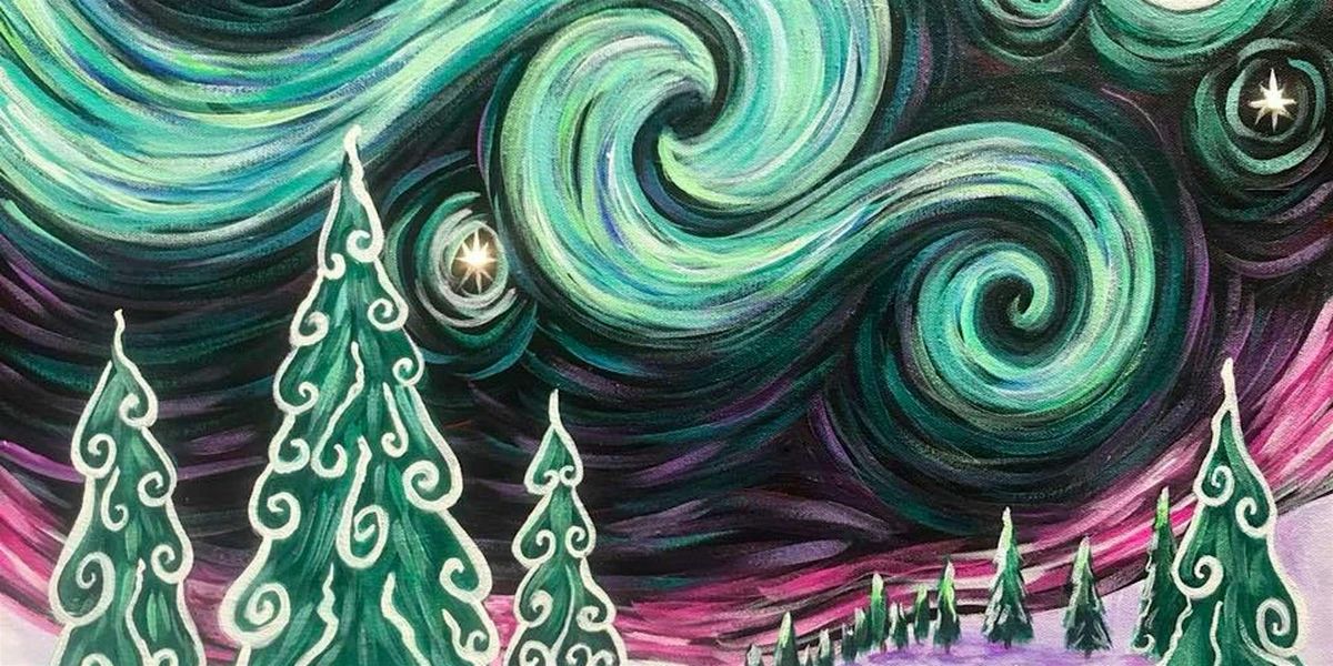 Starry Northern Lights - Paint and Sip by Classpop!\u2122