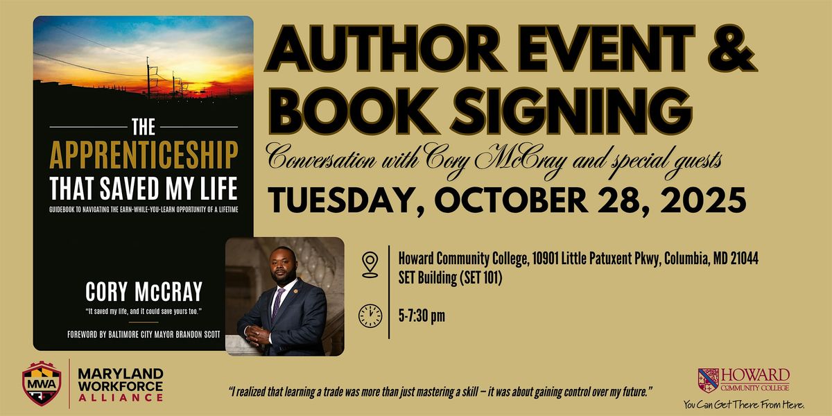Maryland Workforce Alliance Author Event and Book Signing with Cory McCray