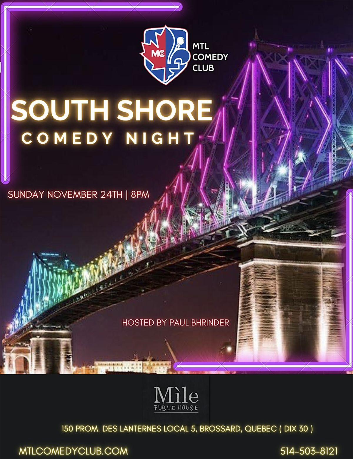 SOUTH SHORE COMEDY NIGHT ( STAND-UP COMEDY ) MTLCOMEDYCLUB.COM