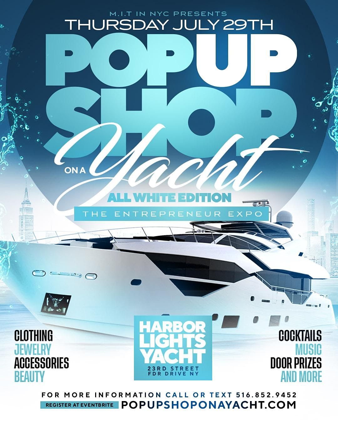 SOLD OUT!! 7\/29 PopUpOnaYacht All White Edition - WE THANK U
