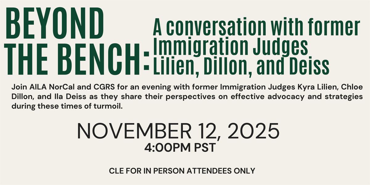 Beyond the Bench - IN PERSON ONLY