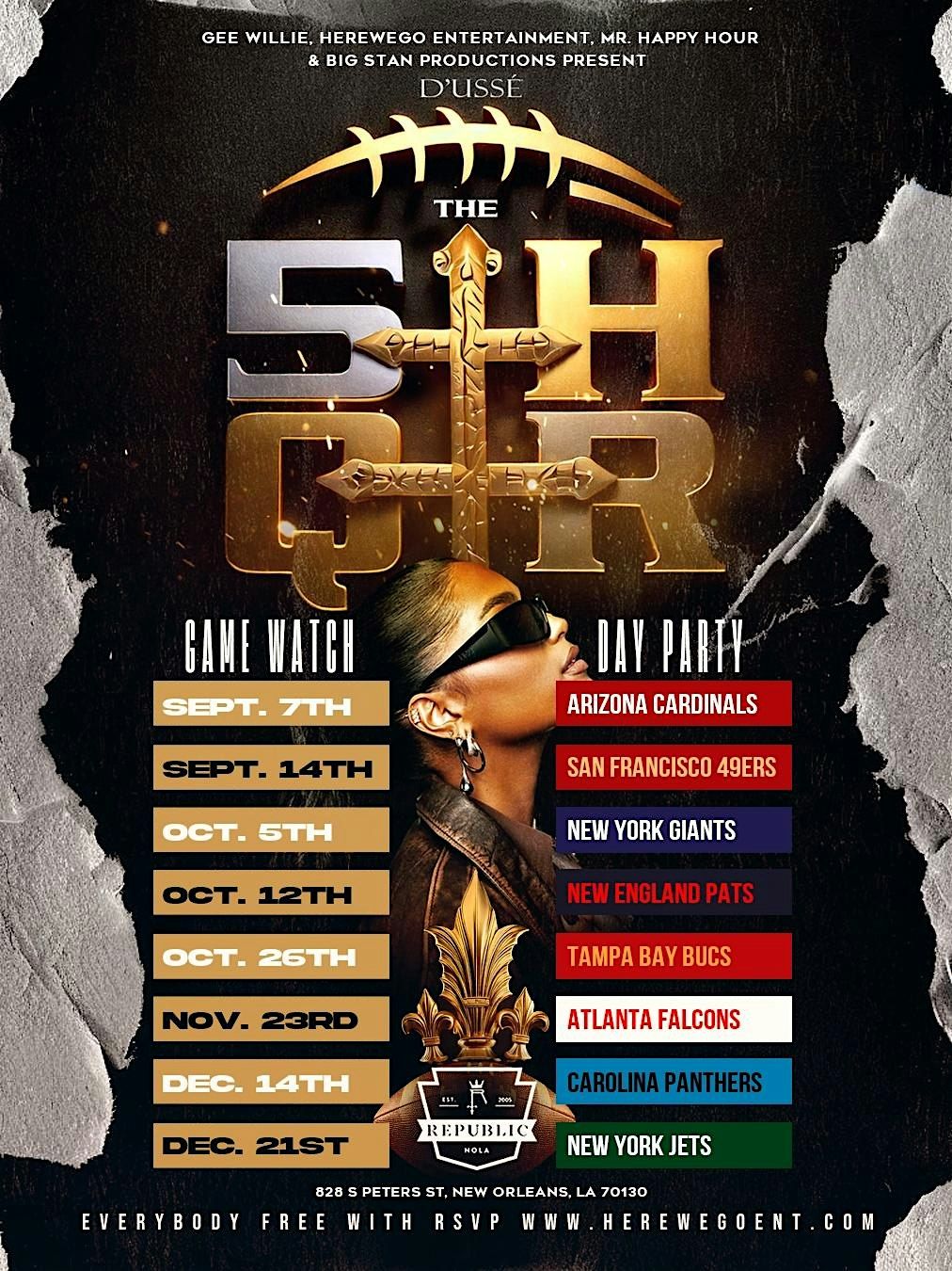 ((THE 5TH QUARTER)) SAINTS vs. FALCONS  GAME WATCH & AFTER PARTY @ REPUBLIC