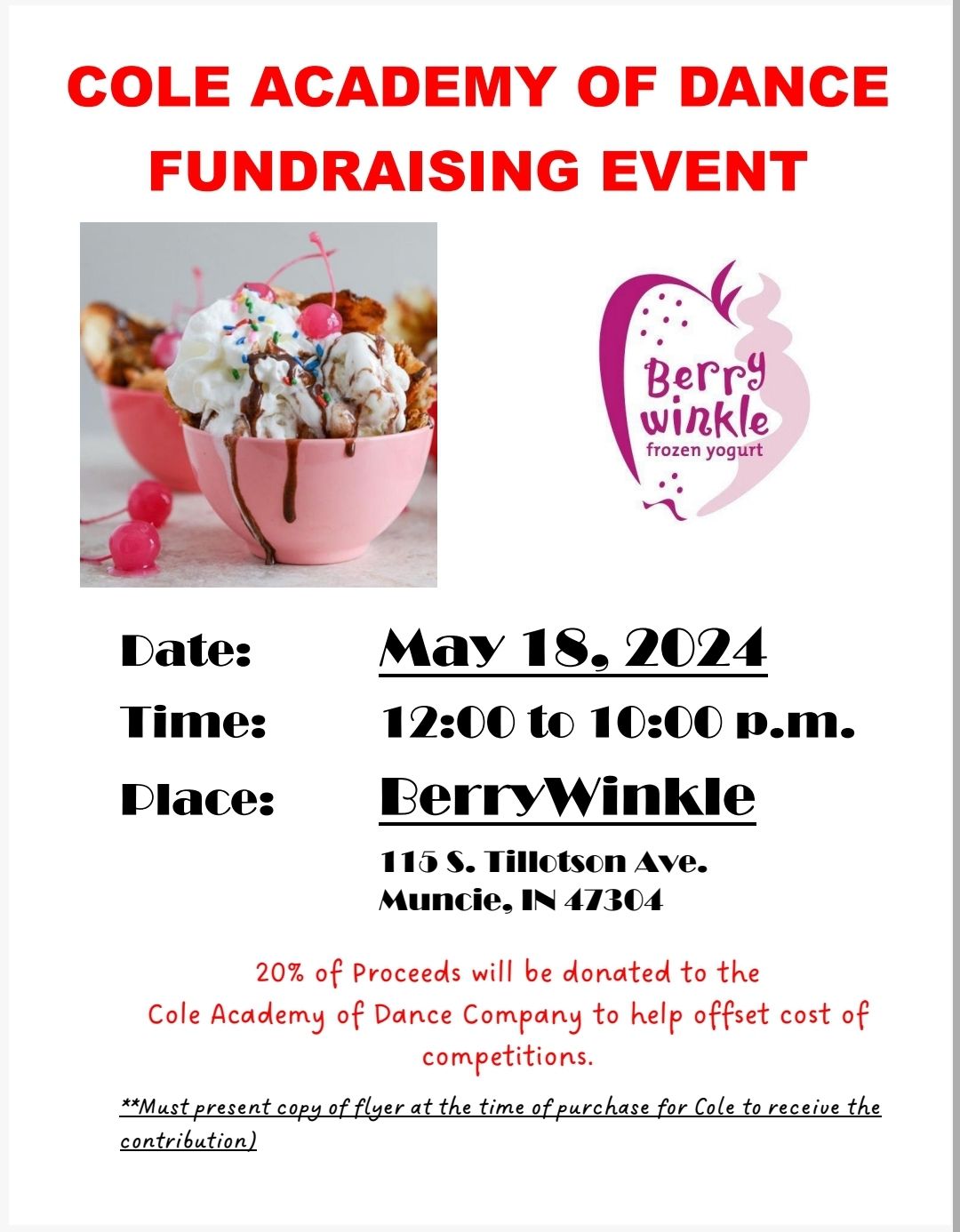 Cole Academy Dance Dine to Donate Event