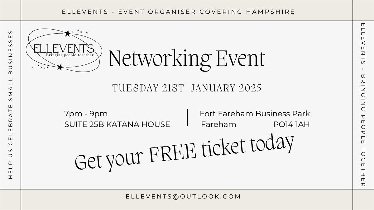 NETWORKING EVENT AT  SUITE 25B KATANA HOUSE FAREHAM  PO14 1AH - 21.01.25