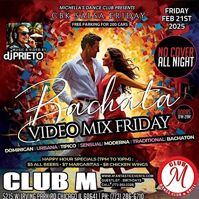 Bachata Video Mix Friday (No Cover Charge all Night) @ CLUB M