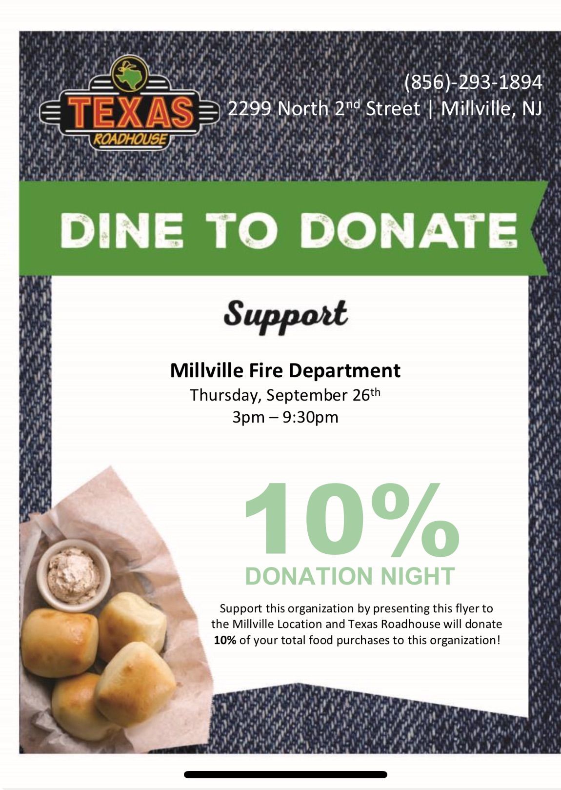 Millville Fire Department @ Texas Roadhouse 