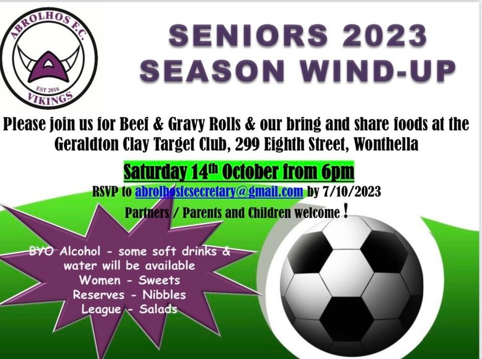 AFC SENIOR WINDUP 2023, Geraldton Clay Target Club, 14 October 2023