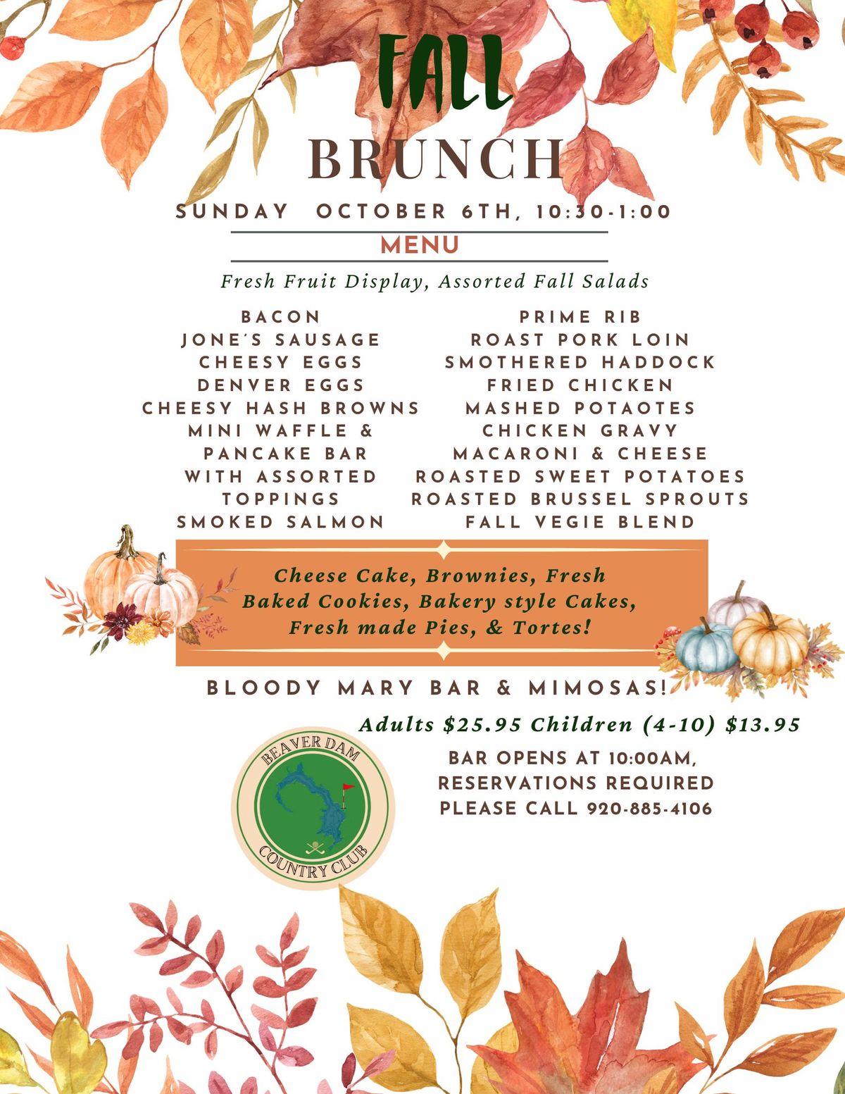 Fall Brunch at Beaver Dam Country Club