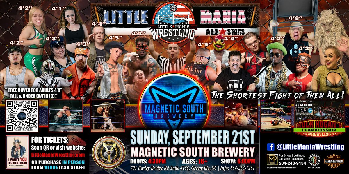 Greenville, SC - Little Mania Midget Wrestling @Magnetic South Brewery