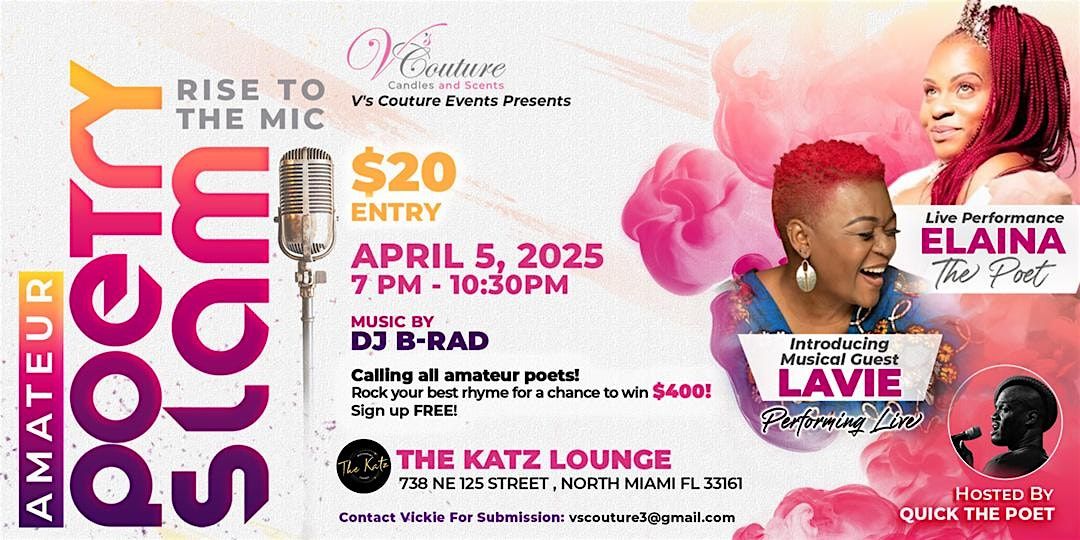 V's Couture Events Presents Rise to The Mic Amateur Poetry Slam