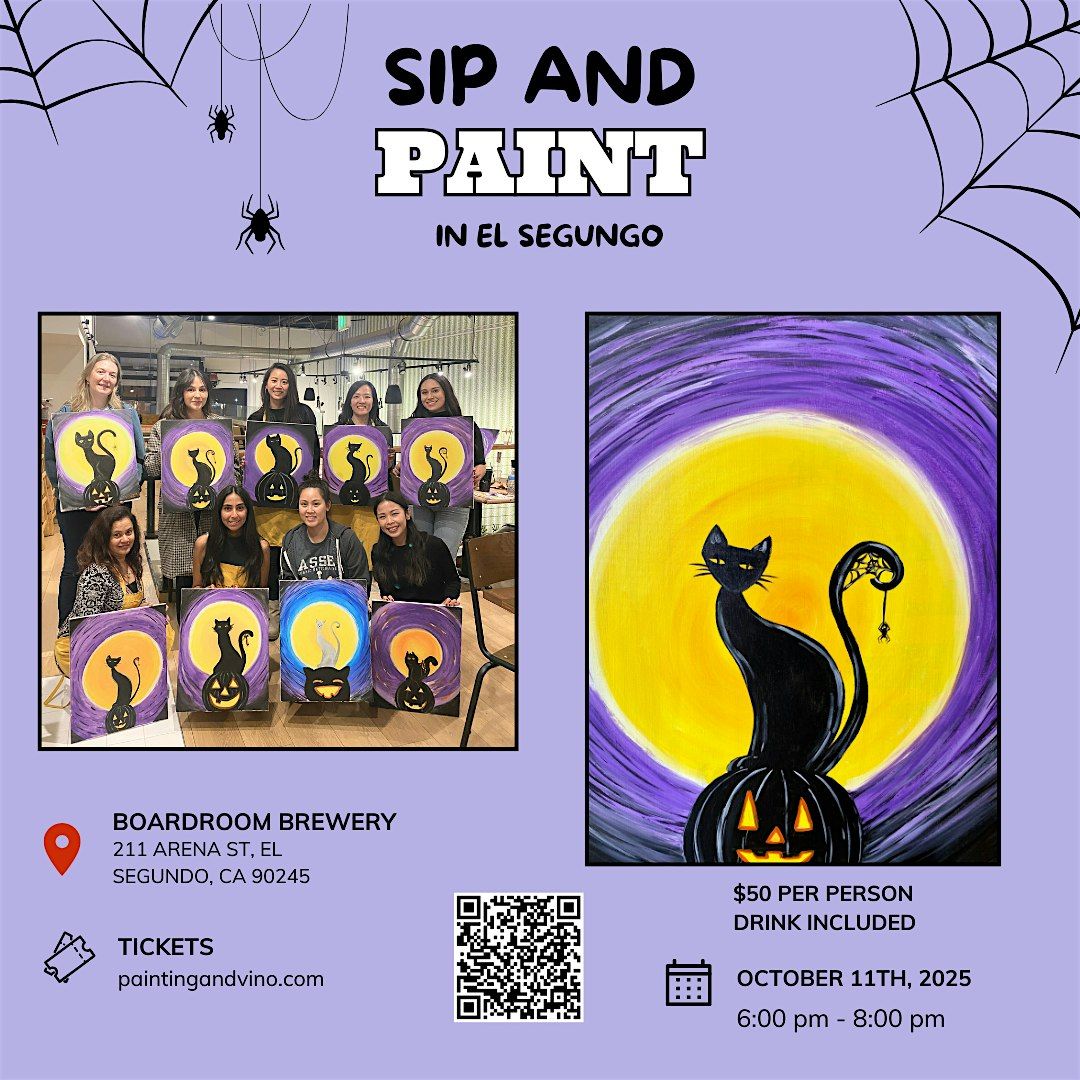 Halloween Cat  Paint and Sip! Drink included!