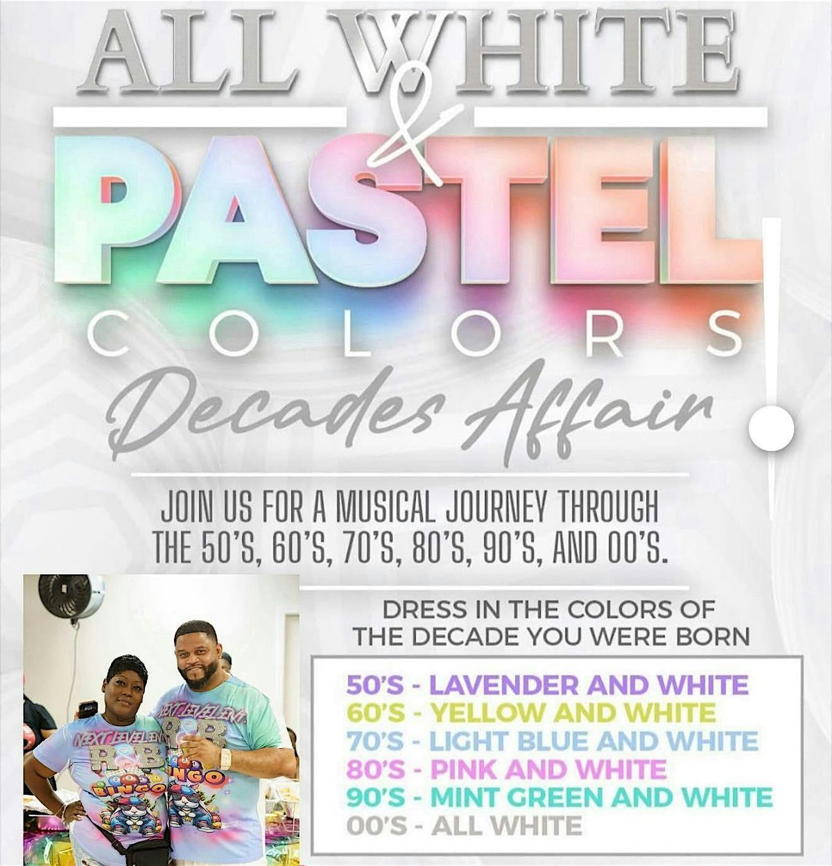 ALL WHITE & PASTEL COLORS DECADES AFFAIR