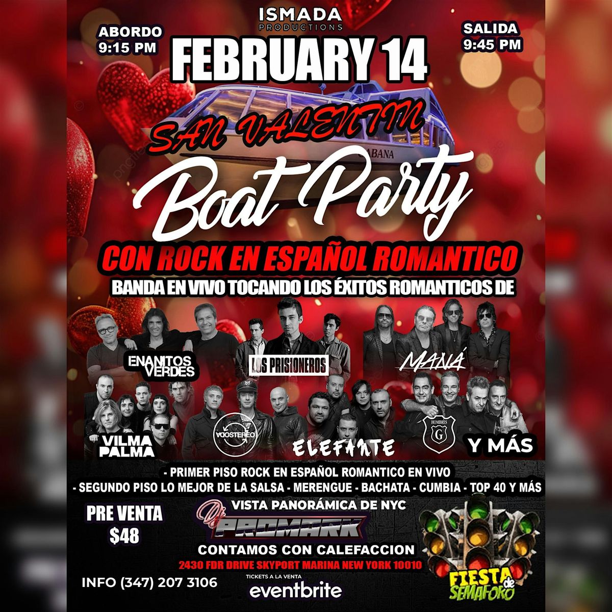 San Valentin Boat Party con rock en espa\u00f1ol rom\u00e1ntico y mas