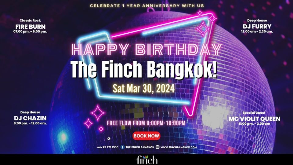 The Finch's 1 Year Anniversary! Free flow 9-10pm!
