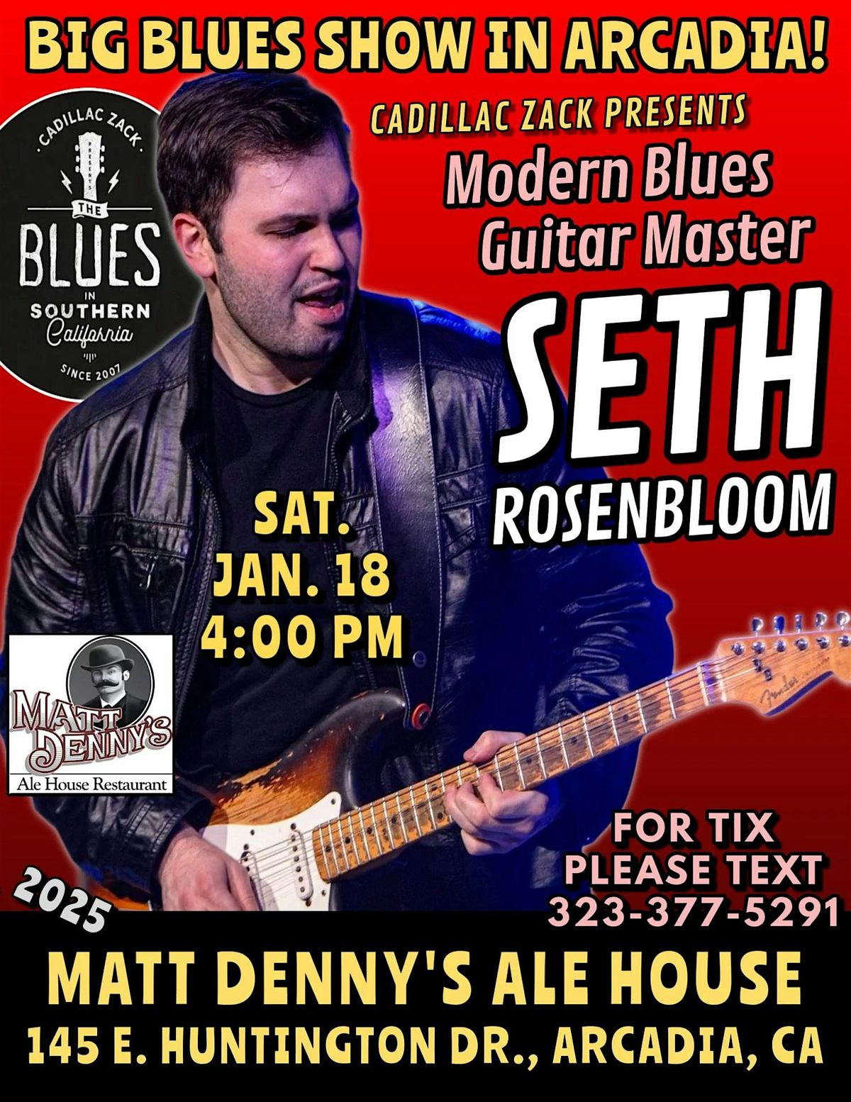 SETH ROSENBLOOM - Modern Blues guitar master - in Arcadia!