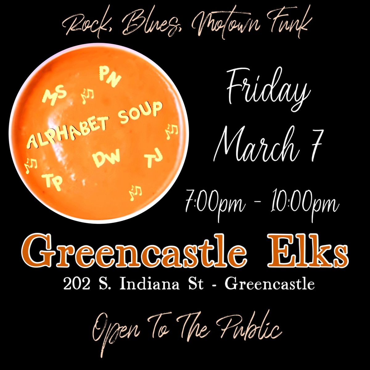 ALPHABET SOUP ROCKS THE GREENCASTLE ELKS