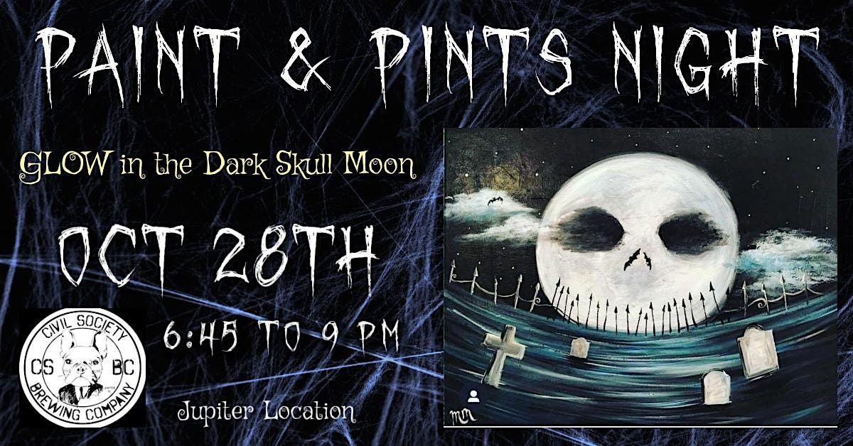 Glow in the Dark Skull Moon Paint Night