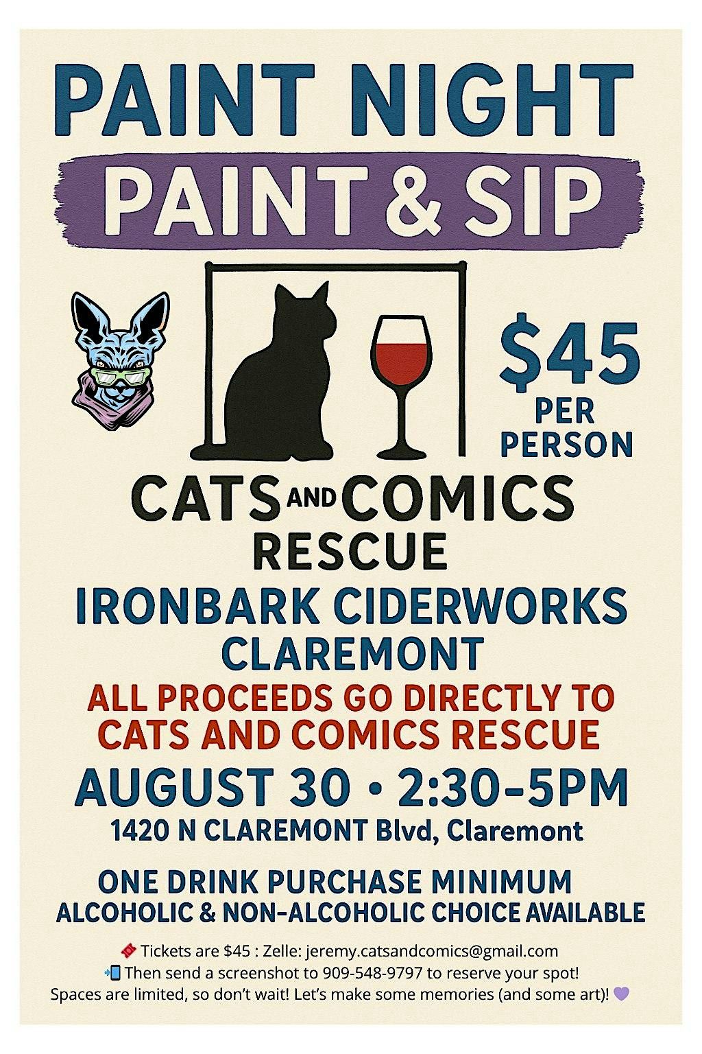 Paint & Sip for a Good Cause - Cats and Comics Rescue
