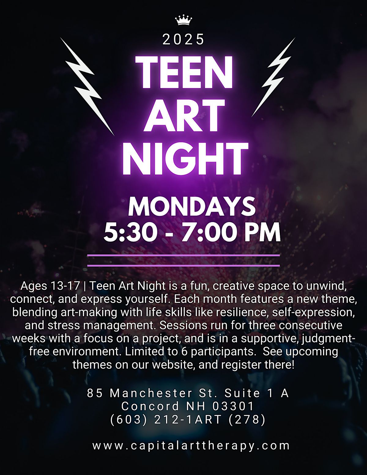 Teen Art Night. 5:30-7:00 pm Meets three times 10\/6,10\/13,10\/20